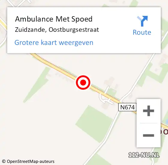 Locatie op kaart van de 112 melding: Ambulance Met Spoed Naar Zuidzande, Oostburgsestraat op 3 januari 2018 23:48