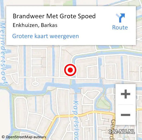 Locatie op kaart van de 112 melding: Brandweer Met Grote Spoed Naar Enkhuizen, Barkas op 3 januari 2018 23:56