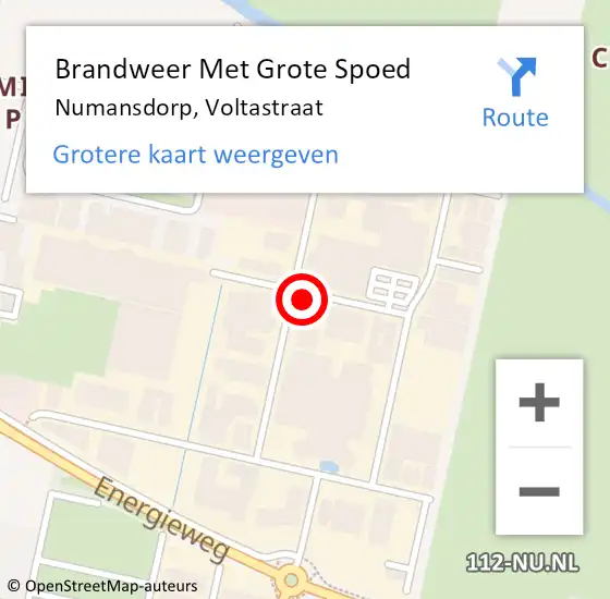 Locatie op kaart van de 112 melding: Brandweer Met Grote Spoed Naar Numansdorp, Voltastraat op 4 januari 2018 02:32