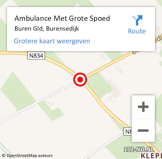 Locatie op kaart van de 112 melding: Ambulance Met Grote Spoed Naar Buren Gld, Burensedijk op 12 februari 2014 07:53