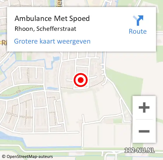 Locatie op kaart van de 112 melding: Ambulance Met Spoed Naar Rhoon, Schefferstraat op 4 januari 2018 05:00