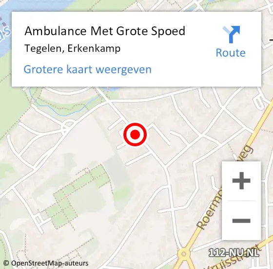 Locatie op kaart van de 112 melding: Ambulance Met Grote Spoed Naar Tegelen, Erkenkamp op 12 februari 2014 08:00