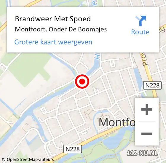 Locatie op kaart van de 112 melding: Brandweer Met Spoed Naar Montfoort, Onder De Boompjes op 4 januari 2018 06:43