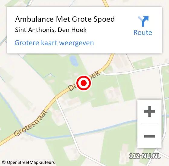 Locatie op kaart van de 112 melding: Ambulance Met Grote Spoed Naar Sint Anthonis, Den Hoek op 4 januari 2018 07:57