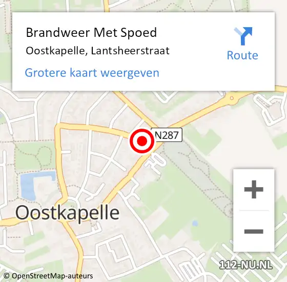 Locatie op kaart van de 112 melding: Brandweer Met Spoed Naar Oostkapelle, Lantsheerstraat op 4 januari 2018 08:31