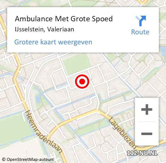 Locatie op kaart van de 112 melding: Ambulance Met Grote Spoed Naar IJsselstein, Valeriaan op 4 januari 2018 08:35