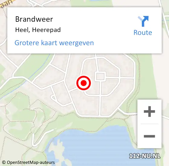 Locatie op kaart van de 112 melding: Brandweer Heel, Heerepad op 4 januari 2018 08:59