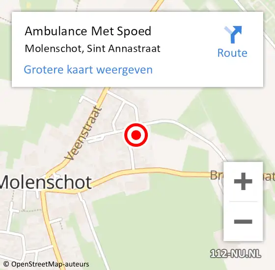 Locatie op kaart van de 112 melding: Ambulance Met Spoed Naar Molenschot, Sint Annastraat op 4 januari 2018 09:22