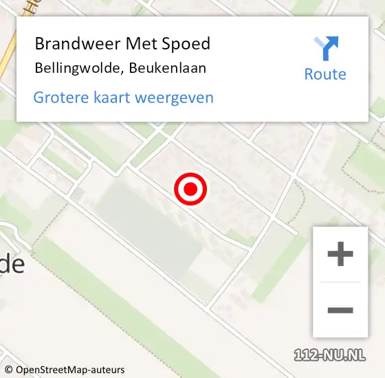 Locatie op kaart van de 112 melding: Brandweer Met Spoed Naar Bellingwolde, Beukenlaan op 4 januari 2018 09:29