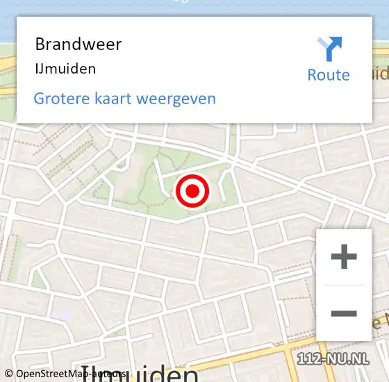 Locatie op kaart van de 112 melding: Brandweer IJmuiden op 4 januari 2018 09:42