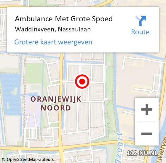 Locatie op kaart van de 112 melding: Ambulance Met Grote Spoed Naar Waddinxveen, Nassaulaan op 4 januari 2018 09:47