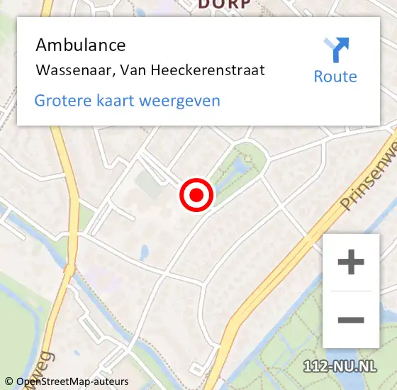 Locatie op kaart van de 112 melding: Ambulance Wassenaar, Van Heeckerenstraat op 4 januari 2018 10:03