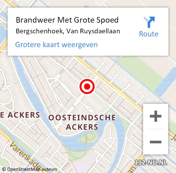 Locatie op kaart van de 112 melding: Brandweer Met Grote Spoed Naar Bergschenhoek, Van Ruysdaellaan op 4 januari 2018 10:09