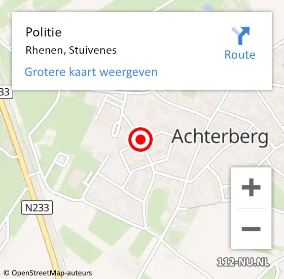 Locatie op kaart van de 112 melding: Politie Rhenen, Stuivenes op 4 januari 2018 10:46