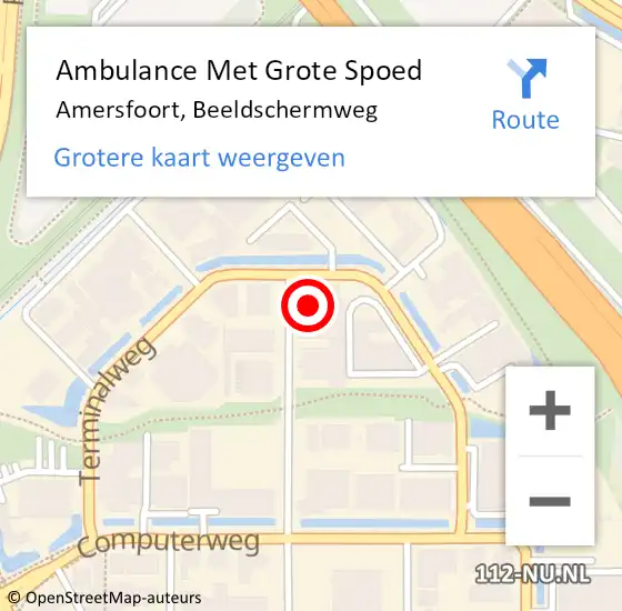 Locatie op kaart van de 112 melding: Ambulance Met Grote Spoed Naar Amersfoort, Beeldschermweg op 4 januari 2018 10:58