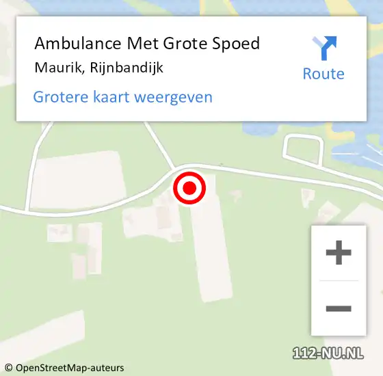 Locatie op kaart van de 112 melding: Ambulance Met Grote Spoed Naar Maurik, Rijnbandijk op 4 januari 2018 11:12