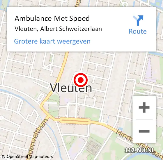 Locatie op kaart van de 112 melding: Ambulance Met Spoed Naar Vleuten, Albert Schweitzerlaan op 4 januari 2018 11:16