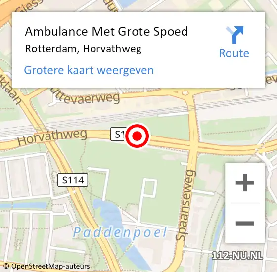 Locatie op kaart van de 112 melding: Ambulance Met Grote Spoed Naar Rotterdam, Horvathweg op 4 januari 2018 11:27