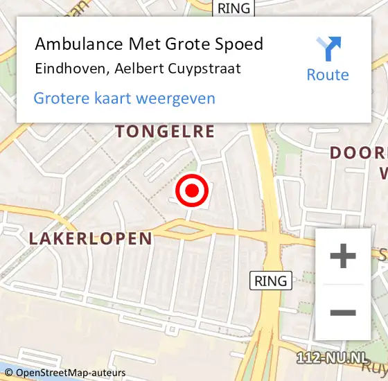 Locatie op kaart van de 112 melding: Ambulance Met Grote Spoed Naar Eindhoven, Aelbert Cuypstraat op 4 januari 2018 11:29