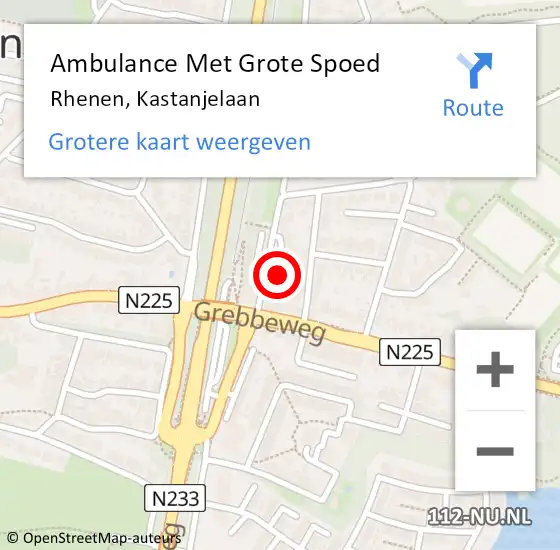 Locatie op kaart van de 112 melding: Ambulance Met Grote Spoed Naar Rhenen, Kastanjelaan op 4 januari 2018 11:54