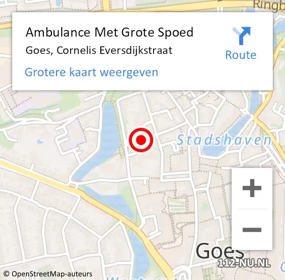 Locatie op kaart van de 112 melding: Ambulance Met Grote Spoed Naar Goes, Cornelis Eversdijkstraat op 4 januari 2018 11:58