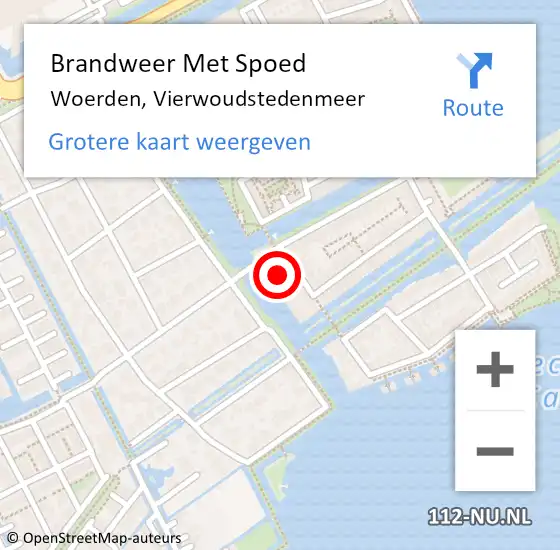 Locatie op kaart van de 112 melding: Brandweer Met Spoed Naar Woerden, Vierwoudstedenmeer op 4 januari 2018 12:56