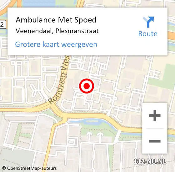 Locatie op kaart van de 112 melding: Ambulance Met Spoed Naar Veenendaal, Plesmanstraat op 4 januari 2018 13:37