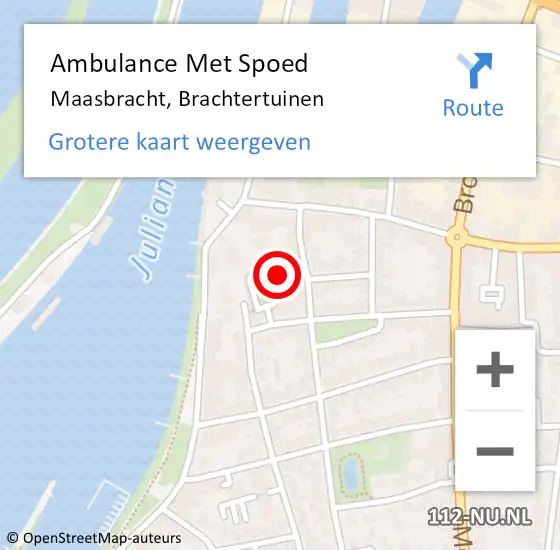Locatie op kaart van de 112 melding: Ambulance Met Spoed Naar Maasbracht, Brachtertuinen op 4 januari 2018 13:43