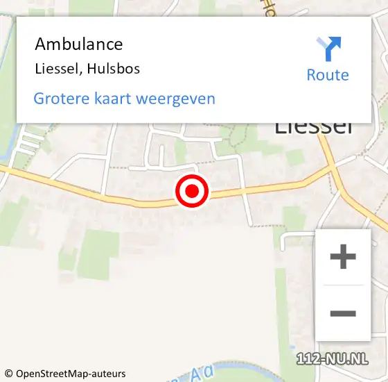 Locatie op kaart van de 112 melding: Ambulance Liessel, Hulsbos op 4 januari 2018 14:15