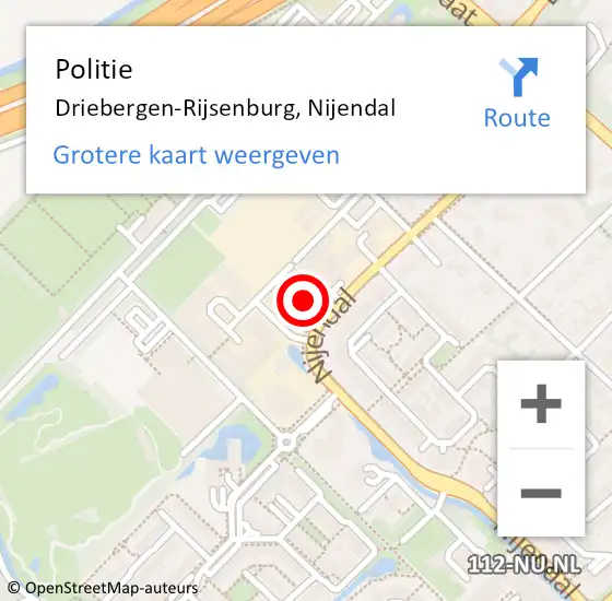 Locatie op kaart van de 112 melding: Politie Driebergen-Rijsenburg, Nijendal op 4 januari 2018 15:58