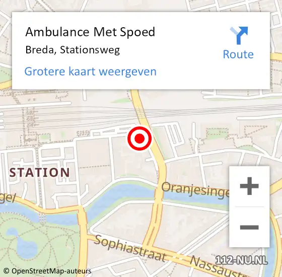 Locatie op kaart van de 112 melding: Ambulance Met Spoed Naar Breda, Stationsweg op 4 januari 2018 16:11
