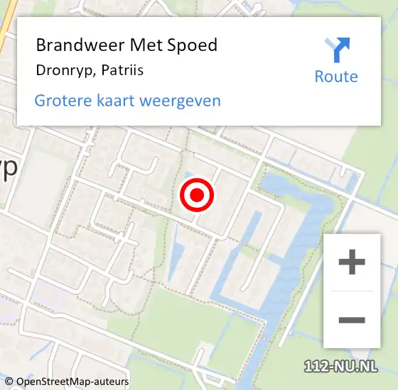 Locatie op kaart van de 112 melding: Brandweer Met Spoed Naar Dronryp, Patriis op 4 januari 2018 16:16