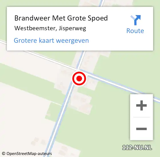 Locatie op kaart van de 112 melding: Brandweer Met Grote Spoed Naar Westbeemster, Jisperweg op 4 januari 2018 16:52