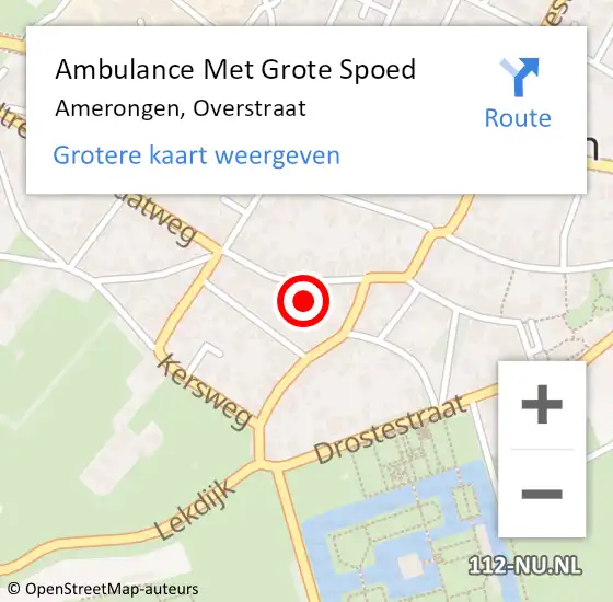 Locatie op kaart van de 112 melding: Ambulance Met Grote Spoed Naar Amerongen, Overstraat op 4 januari 2018 17:46