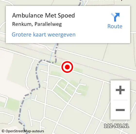 Locatie op kaart van de 112 melding: Ambulance Met Spoed Naar Renkum, Parallelweg op 12 februari 2014 09:05