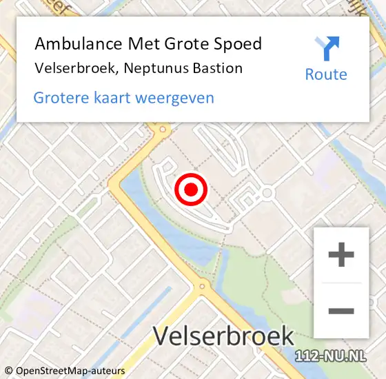 Locatie op kaart van de 112 melding: Ambulance Met Grote Spoed Naar Velserbroek, Neptunus Bastion op 4 januari 2018 17:49