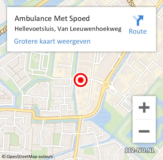 Locatie op kaart van de 112 melding: Ambulance Met Spoed Naar Hellevoetsluis, Van Leeuwenhoekweg op 4 januari 2018 18:30