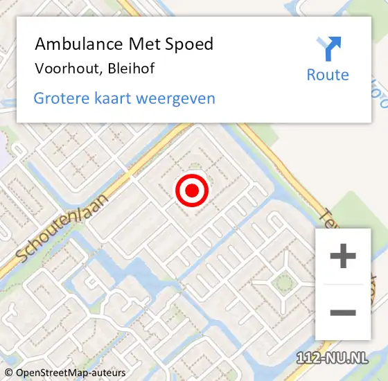 Locatie op kaart van de 112 melding: Ambulance Met Spoed Naar Voorhout, Bleihof op 4 januari 2018 19:11