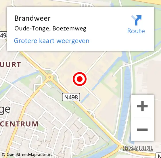 Locatie op kaart van de 112 melding: Brandweer Oude-Tonge, Boezemweg op 4 januari 2018 19:39