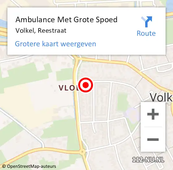 Locatie op kaart van de 112 melding: Ambulance Met Grote Spoed Naar Volkel, Reestraat op 4 januari 2018 19:45