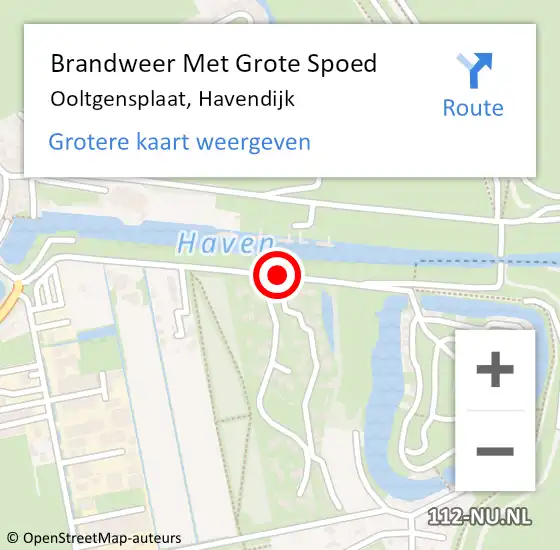 Locatie op kaart van de 112 melding: Brandweer Met Grote Spoed Naar Ooltgensplaat, Havendijk op 4 januari 2018 20:56