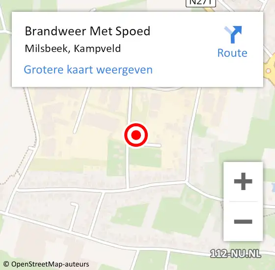 Locatie op kaart van de 112 melding: Brandweer Met Spoed Naar Milsbeek, Kampveld op 4 januari 2018 22:10