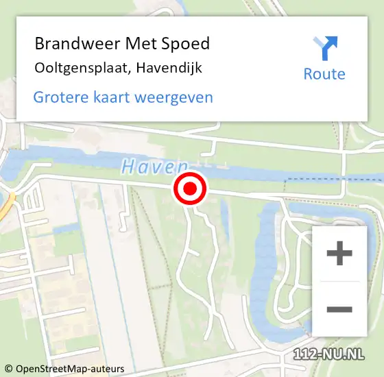 Locatie op kaart van de 112 melding: Brandweer Met Spoed Naar Ooltgensplaat, Havendijk op 4 januari 2018 22:18