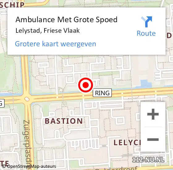 Locatie op kaart van de 112 melding: Ambulance Met Grote Spoed Naar Lelystad, Friese Vlaak op 4 januari 2018 22:18