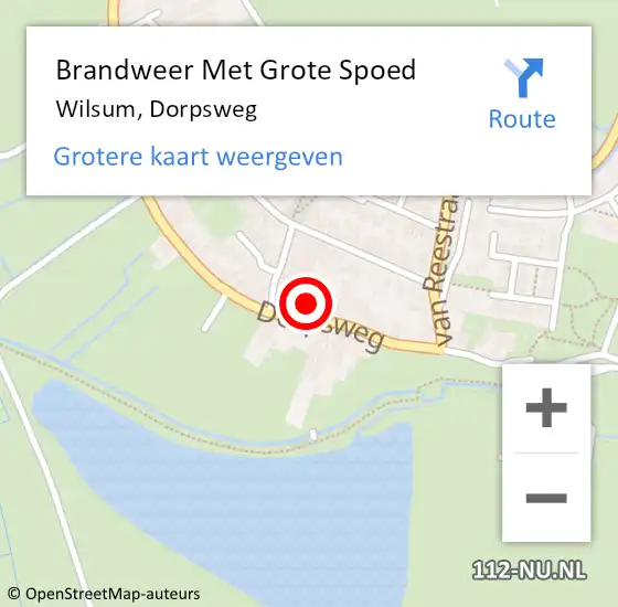 Locatie op kaart van de 112 melding: Brandweer Met Grote Spoed Naar Wilsum, Dorpsweg op 4 januari 2018 22:37