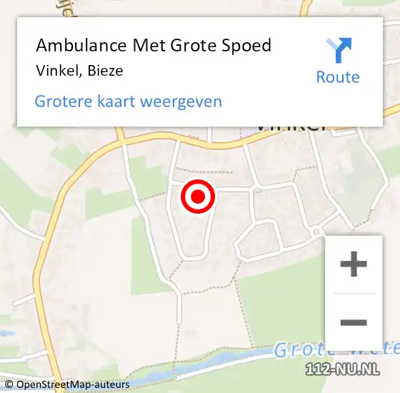 Locatie op kaart van de 112 melding: Ambulance Met Grote Spoed Naar Vinkel, Bieze op 4 januari 2018 23:19