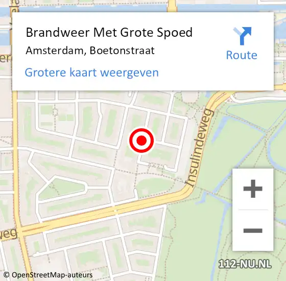 Locatie op kaart van de 112 melding: Brandweer Met Grote Spoed Naar Amsterdam, Boetonstraat op 4 januari 2018 23:24