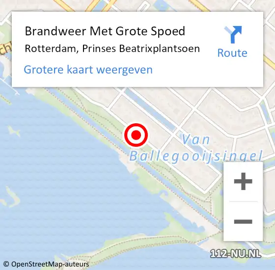 Locatie op kaart van de 112 melding: Brandweer Met Grote Spoed Naar Rotterdam, Prinses Beatrixplantsoen op 4 januari 2018 23:26
