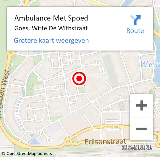 Locatie op kaart van de 112 melding: Ambulance Met Spoed Naar Goes, Witte De Withstraat op 4 januari 2018 23:41