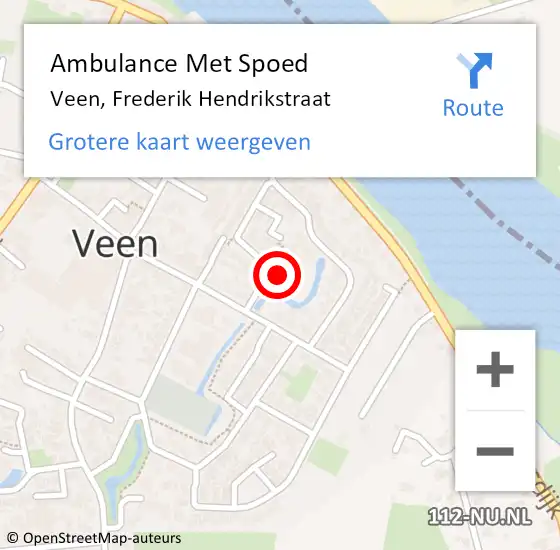 Locatie op kaart van de 112 melding: Ambulance Met Spoed Naar Veen, Frederik Hendrikstraat op 5 januari 2018 00:45